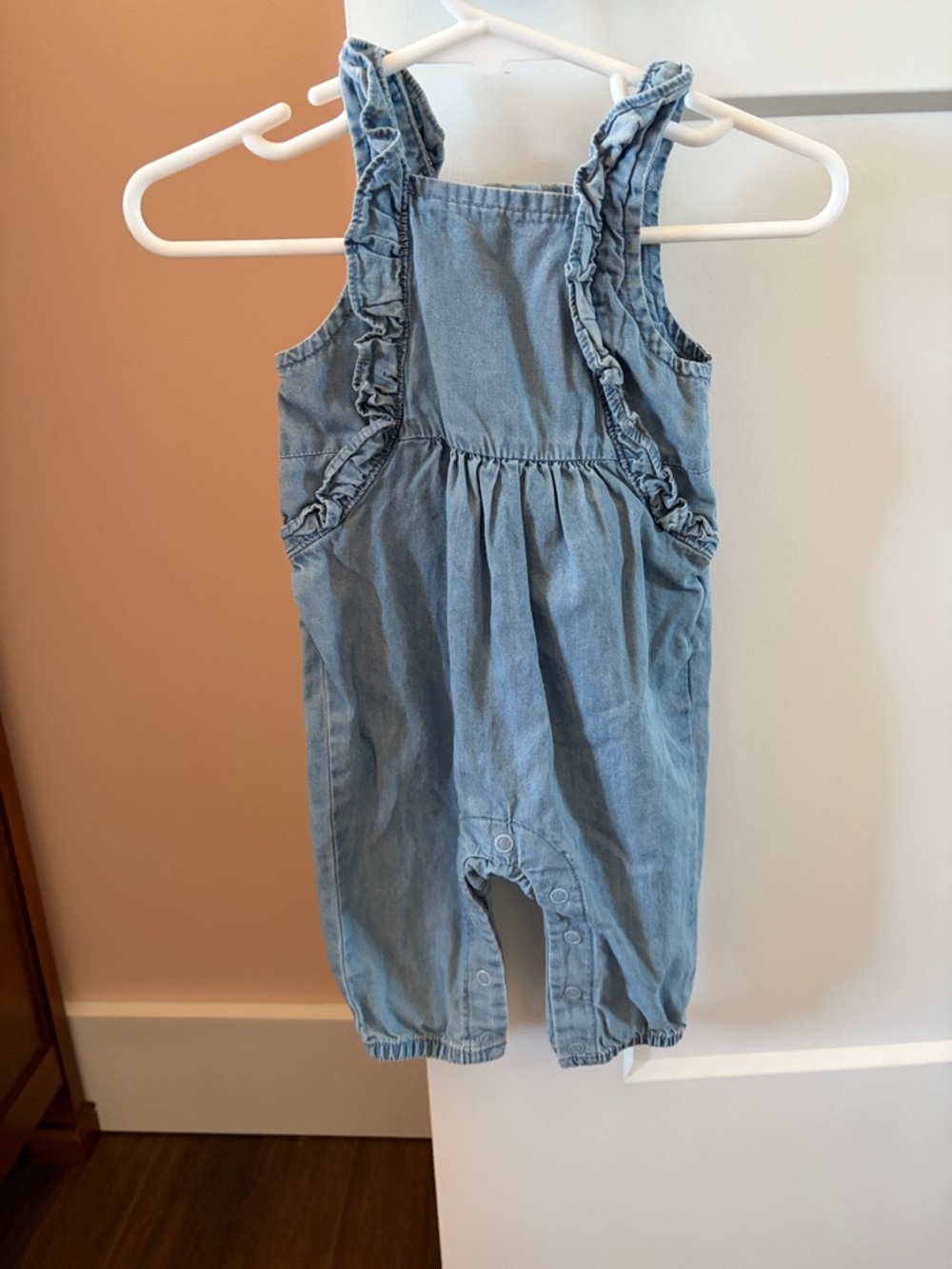 Carter's Light Blue Denim Ruffle Strap Overalls